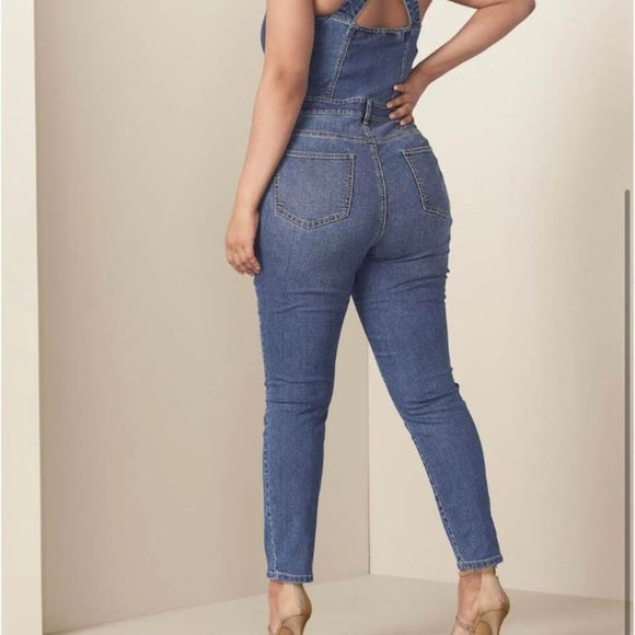 Venus Plus denim size skinny leg overalls CUTE!! size 20 NEW!! - Picture 3 of 7
